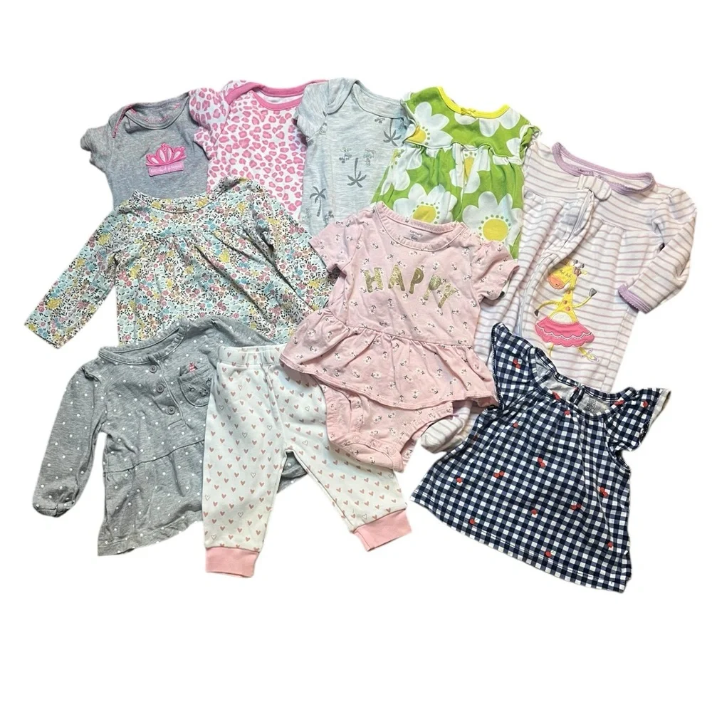 Ten-Piece Assortment of Baby Girls Clothing Bundle 6 Months